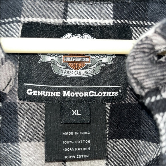 Harley-Davidson Black and Gray Plaid Flannel Shirt Embroidered front and back 🏍️ - Picture 4 of 10